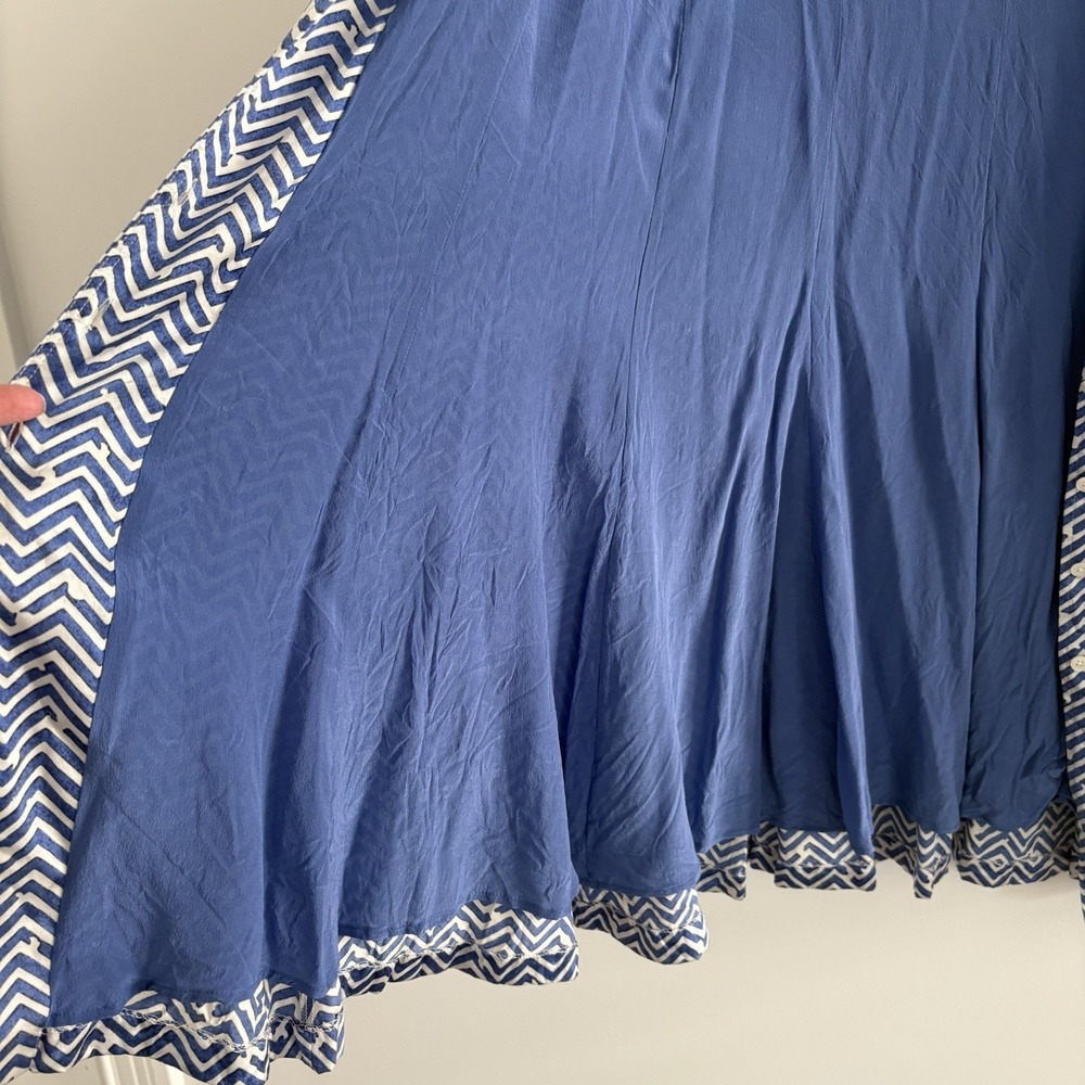 BROOKS BROTHERS Blue White 100%Silk Charmeuse Shirtdress Women's Sz10 PreppyCity - Picture 9 of 9